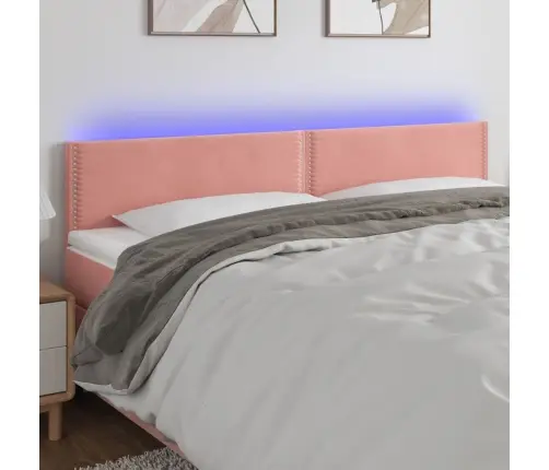 Gultas Galvgalis Ar Led, 200X5X78/88 Cm, Rozā Samts Vidaxl