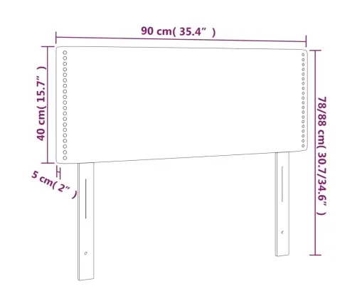 Gultas Galvgalis Ar Led, 90X5X78/88 Cm, Melna Mākslīgā Āda Vidaxl