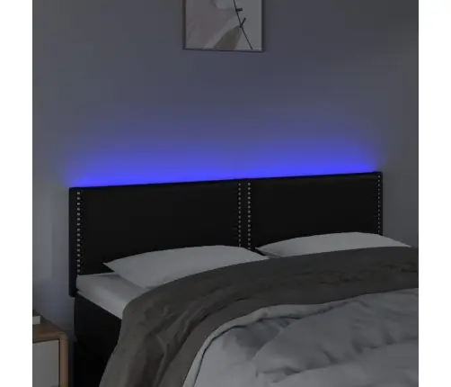 Galvūgalis Su Led, Juodos Spalvos, 144X5X78/88cm Dirbtinė Oda