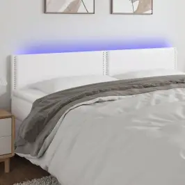 Gultas Galvgalis Ar Led, 160X5X78/88 Cm, Balta Mākslīgā Āda Vidaxl