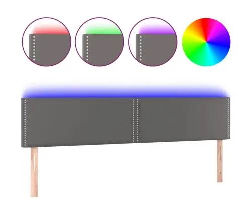 Gultas Galvgalis Ar Led, 160X5X78/88 Cm, Pelēka Mākslīgā Āda Vidaxl