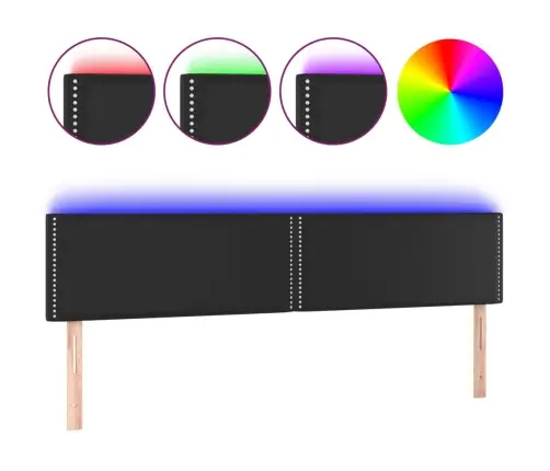 Galvūgalis Su Led, Juodos Spalvos, 200X5X78/88cm Dirbtinė Oda