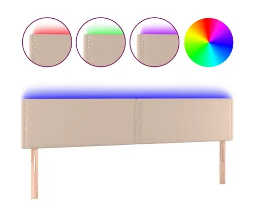 Gultas Galvgalis Ar Led, 200X5X78/88 Cm, Kapučīno Mākslīgā Āda Vidaxl