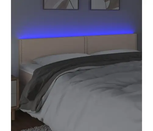 Gultas Galvgalis Ar Led, 200X5X78/88 Cm, Kapučīno Mākslīgā Āda Vidaxl