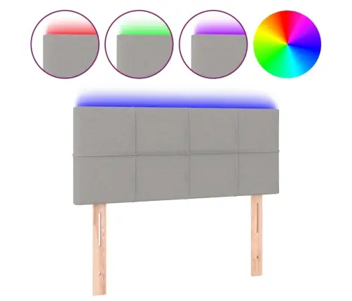 Gultas Galvgalis Ar Led, 90X5X78/88 Cm, Gaiši Pelēks Audums Vidaxl