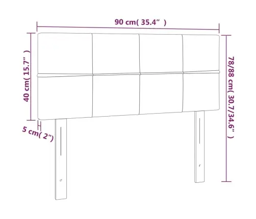 Gultas Galvgalis Ar Led, 90X5X78/88 Cm, Gaiši Pelēks Audums Vidaxl