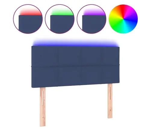 Gultas Galvgalis Ar Led, 100X5X78/88 Cm, Zils Audums Vidaxl