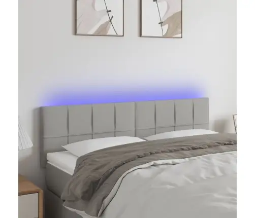 Gultas Galvgalis Ar Led, 144X5X78/88 Cm, Gaiši Pelēks Audums Vidaxl