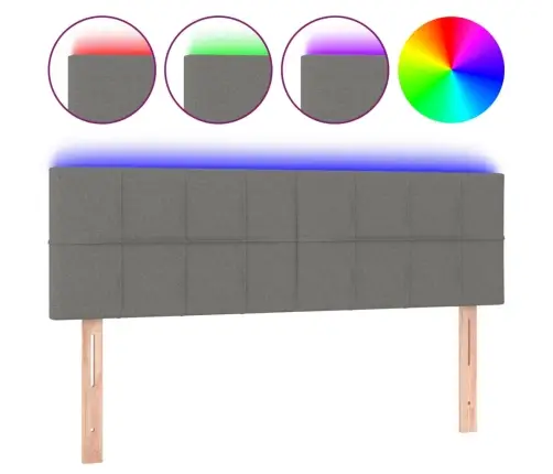 Gultas Galvgalis Ar Led, 144X5X78/88 Cm, Tumši Pelēks Audums Vidaxl
