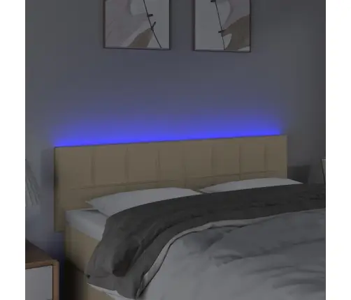 Gultas Galvgalis Ar Led, 144X5X78/88 Cm, Krēmkrāsas Audums Vidaxl Gultas Galvgalis Ar Led, 144X5X78/88 Cm, Krēmkrāsas Audums Vidaxl