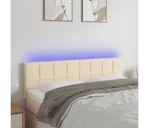 Gultas Galvgalis Ar Led, 144X5X78/88 Cm, Krēmkrāsas Audums Vidaxl Gultas Galvgalis Ar Led, 144X5X78/88 Cm, Krēmkrāsas Audums Vidaxl