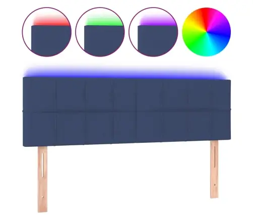 Gultas Galvgalis Ar Led, 144X5X78/88 Cm, Zils Audums Vidaxl