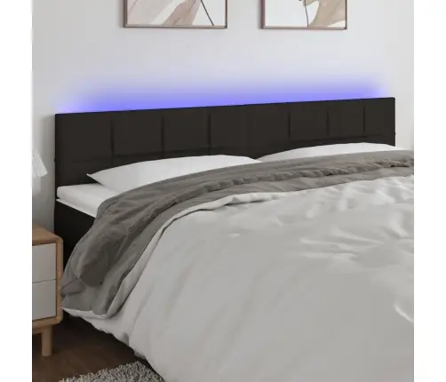 Gultas Galvgalis Ar Led, 180X5X78/88 Cm, Melns Audums  Vidaxl