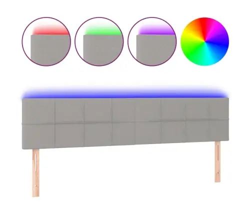 Gultas Galvgalis Ar Led, 200X5X78/88 Cm, Gaiši Pelēks Audums Vidaxl