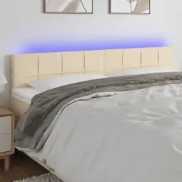 Gultas Galvgalis Ar Led, 200X5X78/88 Cm, Krēmkrāsas Audums Vidaxl