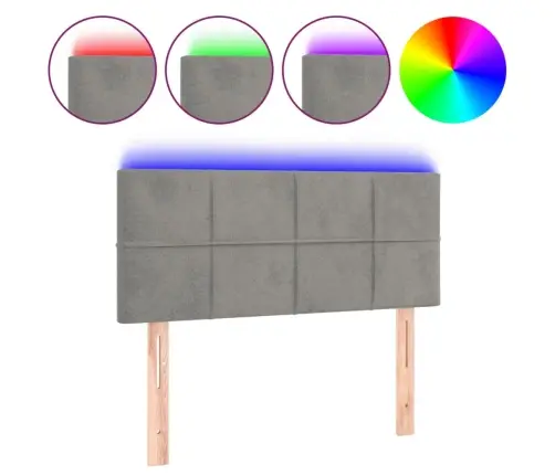 Gultas Galvgalis Ar Led, 80X5X78/88 Cm, Gaiši Pelēks Samts Vidaxl