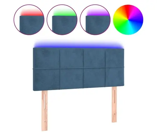 Gultas Galvgalis Ar Led, 80X5X78/88 Cm, Tumši Zils Samts Vidaxl