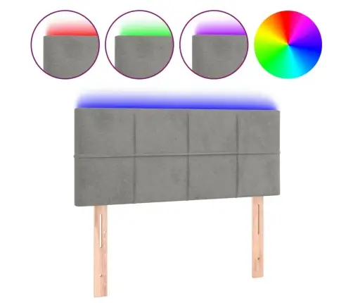 Gultas Galvgalis Ar Led, 90X5X78/88 Cm, Gaiši Pelēks Samts Vidaxl