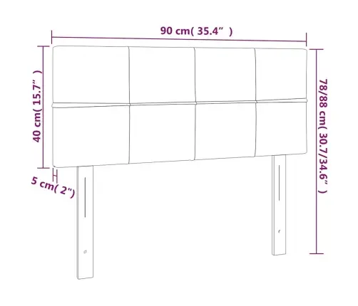 Gultas Galvgalis Ar Led, 90X5X78/88 Cm, Tumši Zils Samts Vidaxl