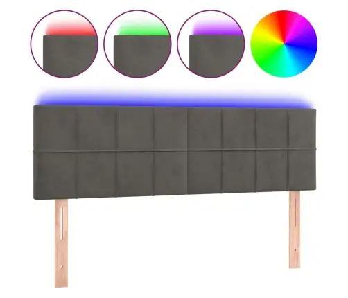 Gultas Galvgalis Ar Led, 144X5X78/88 Cm, Tumši Pelēks Samts Vidaxl