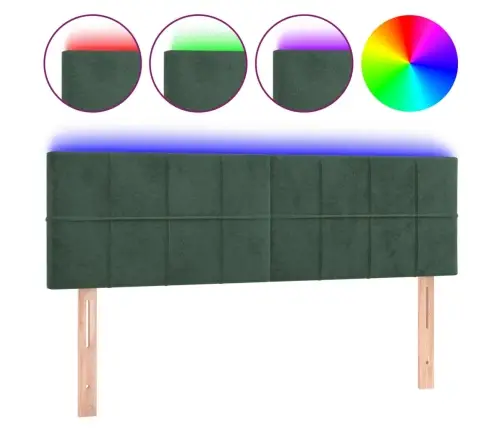 Galvūgalis Su Led, Tamsiai Žalias, 144X5X78/88cm Aksomas