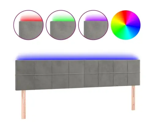 Gultas Galvgalis Ar Led, 180X5X78/88 Cm, Gaiši Pelēks Samts Vidaxl