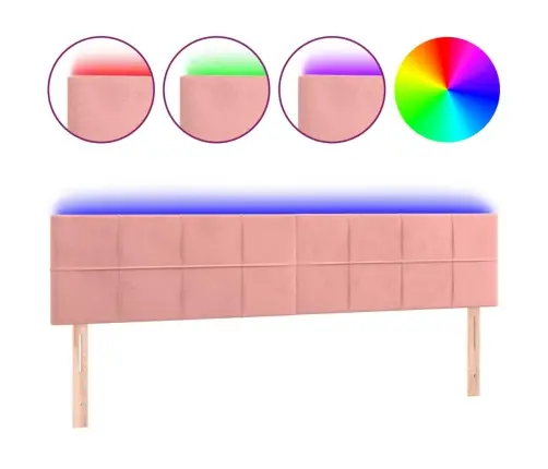 Gultas Galvgalis Ar Led, 180X5X78/88 Cm, Rozā Samts Vidaxl
