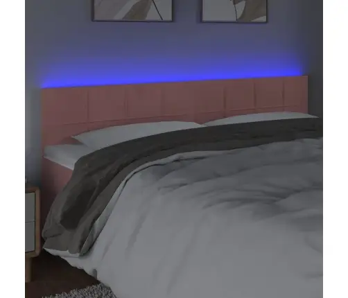 Gultas Galvgalis Ar Led, 180X5X78/88 Cm, Rozā Samts Vidaxl