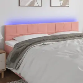 Gultas Galvgalis Ar Led, 180X5X78/88 Cm, Rozā Samts Vidaxl