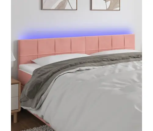 Gultas Galvgalis Ar Led, 180X5X78/88 Cm, Rozā Samts Vidaxl