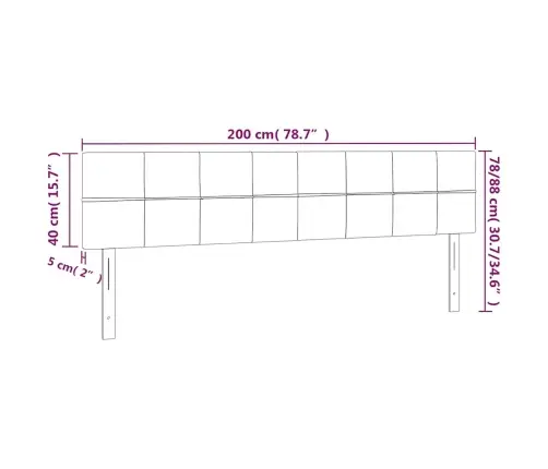 Gultas Galvgalis Ar Led, 200X5X78/88 Cm, Tumši Zils Samts Vidaxl