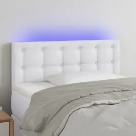 Gultas Galvgalis Ar Led, 80X5X78/88 Cm, Balta Mākslīgā Āda Vidaxl
