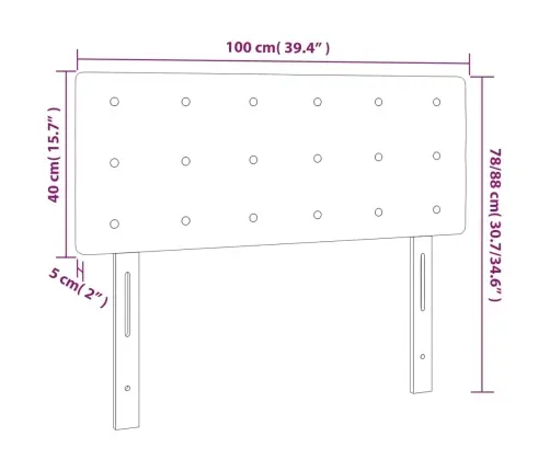 Led-Voodipeats, Must, 100X5X78/88 cm Kunstnahk