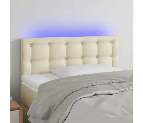 Gultas Galvgalis Ar Led, 100X5X78/88Cm, Krēmkrāsas Mākslīgā Āda Vidaxl