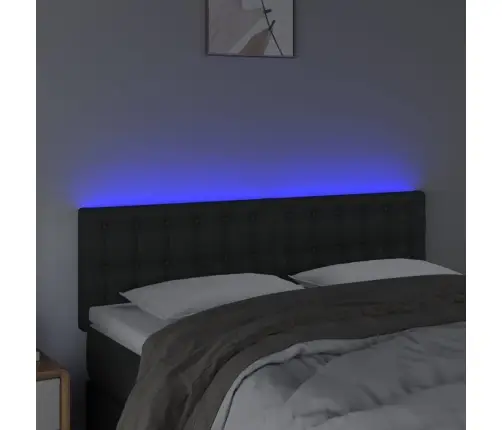 Gultas Galvgalis Ar Led, 144X5X78/88 Cm, Melna Mākslīgā Āda Vidaxl