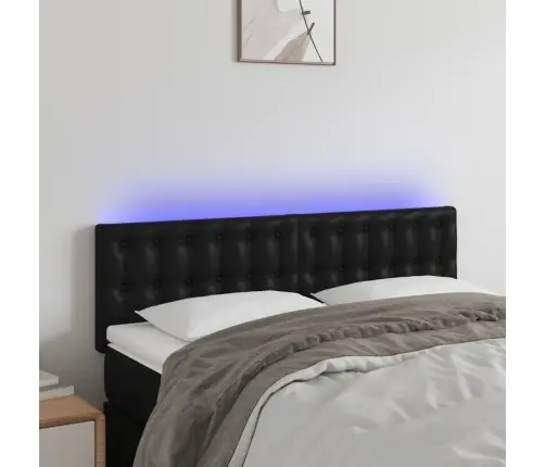 Gultas Galvgalis Ar Led, 144X5X78/88 Cm, Melna Mākslīgā Āda Vidaxl