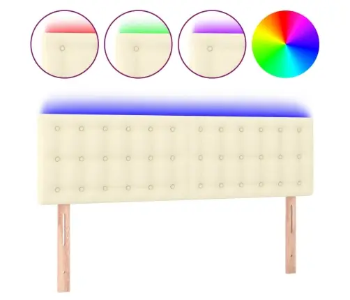 Gultas Galvgalis Ar Led, 144X5X78/88Cm, Krēmkrāsas Mākslīgā Āda Vidaxl