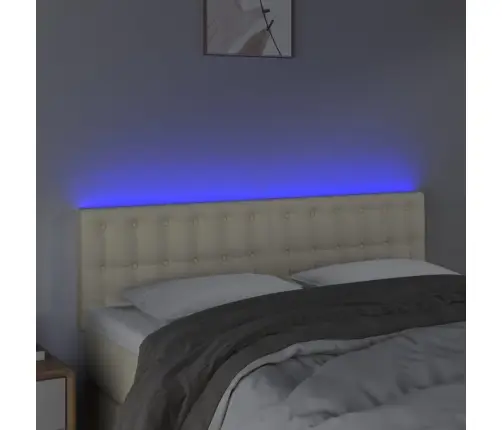 Gultas Galvgalis Ar Led, 144X5X78/88Cm, Krēmkrāsas Mākslīgā Āda Vidaxl