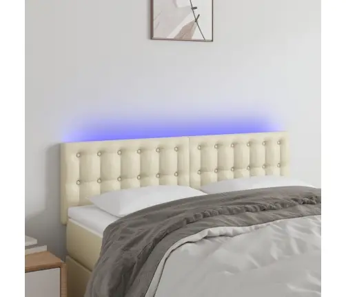 Gultas Galvgalis Ar Led, 144X5X78/88Cm, Krēmkrāsas Mākslīgā Āda Vidaxl