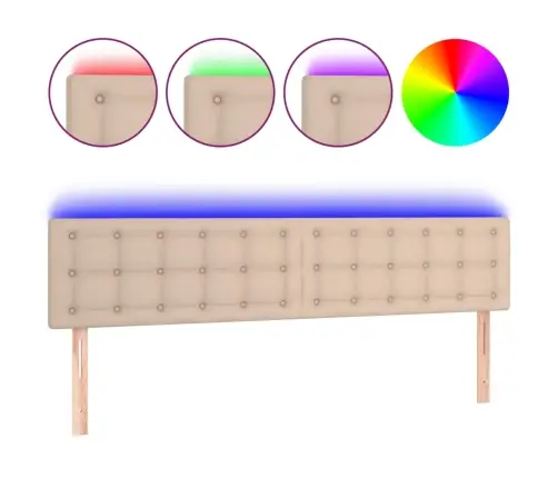 Gultas Galvgalis Ar Led, 160X5X78/88 Cm, Kapučīno Mākslīgā Āda Vidaxl