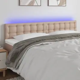 Gultas Galvgalis Ar Led, 160X5X78/88 Cm, Kapučīno Mākslīgā Āda Vidaxl