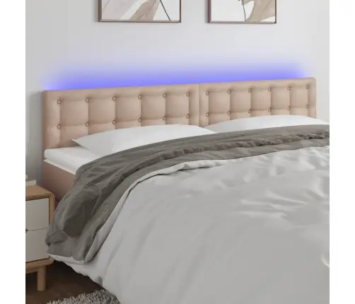 Gultas Galvgalis Ar Led, 160X5X78/88 Cm, Kapučīno Mākslīgā Āda Vidaxl