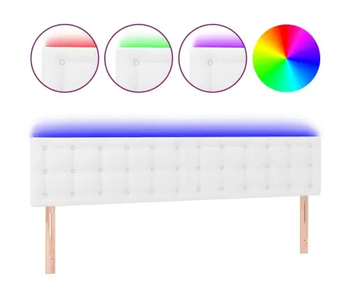 Galvūgalis Su Led, Baltos Spalvos, 180X5X78/88cm Dirbtinė Oda