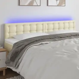 Gultas Galvgalis Ar Led, 180X5X78/88Cm, Krēmkrāsas Mākslīgā Āda Vidaxl