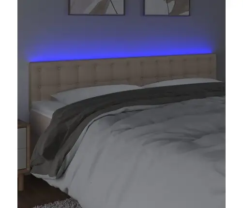 Gultas Galvgalis Ar Led, 180X5X78/88 Cm, Kapučīno Mākslīgā Āda Vidaxl