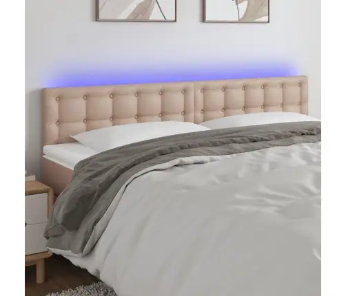 Gultas Galvgalis Ar Led, 180X5X78/88 Cm, Kapučīno Mākslīgā Āda Vidaxl