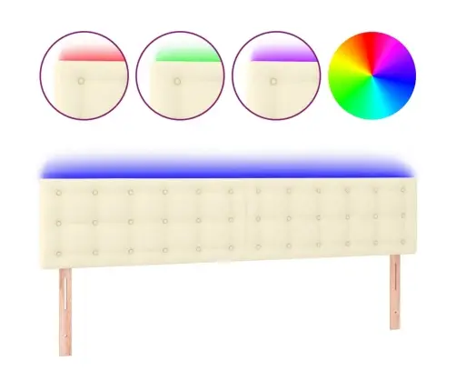 Gultas Galvgalis Ar Led, 200X5X78/88Cm, Krēmkrāsas Mākslīgā Āda Vidaxl