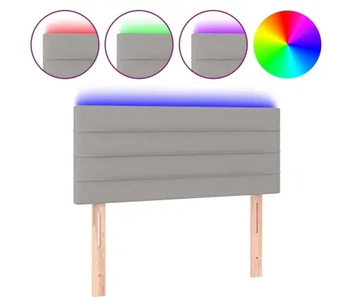 Gultas Galvgalis Ar Led, 100X5X78/88 Cm, Gaiši Pelēks Audums Vidaxl