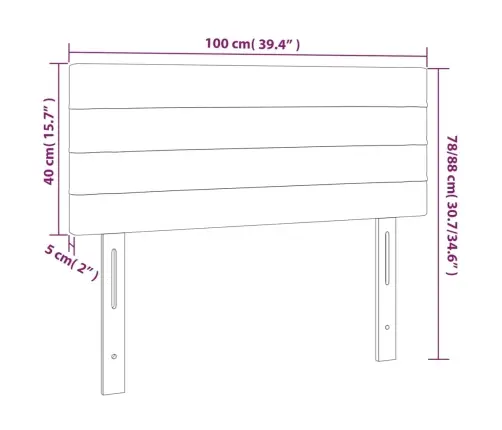 Gultas Galvgalis Ar Led, 100X5X78/88 Cm, Gaiši Pelēks Audums Vidaxl