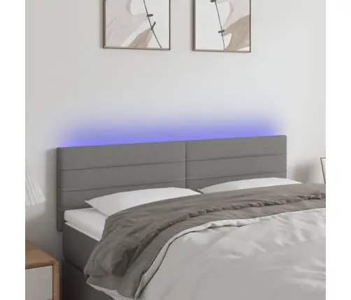 Gultas Galvgalis Ar Led, 144X5X78/88 Cm, Tumši Pelēks Audums Vidaxl